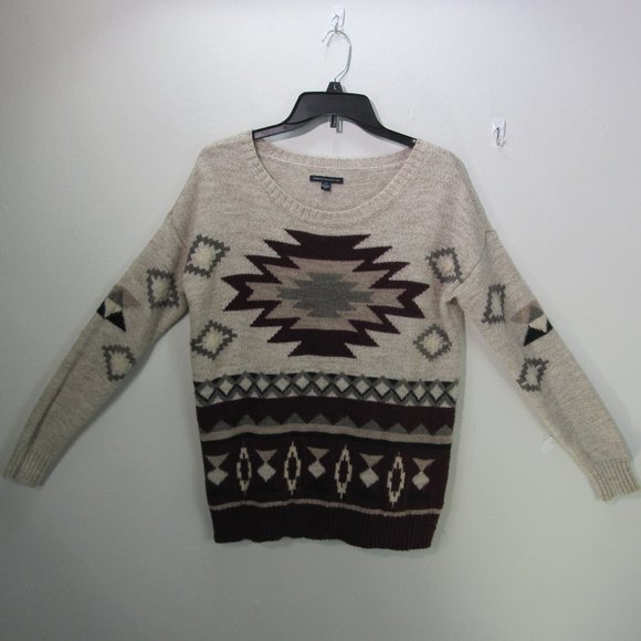 🐬AEO Prescott Sweater Aztec Trible print SM wool - Picture 3 of 12